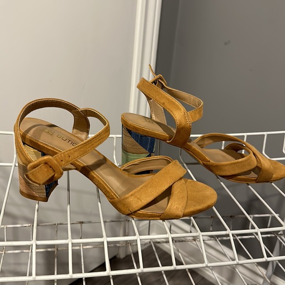 Butigo Tan Colour Block Heel Sandals - Picture 5 of 6